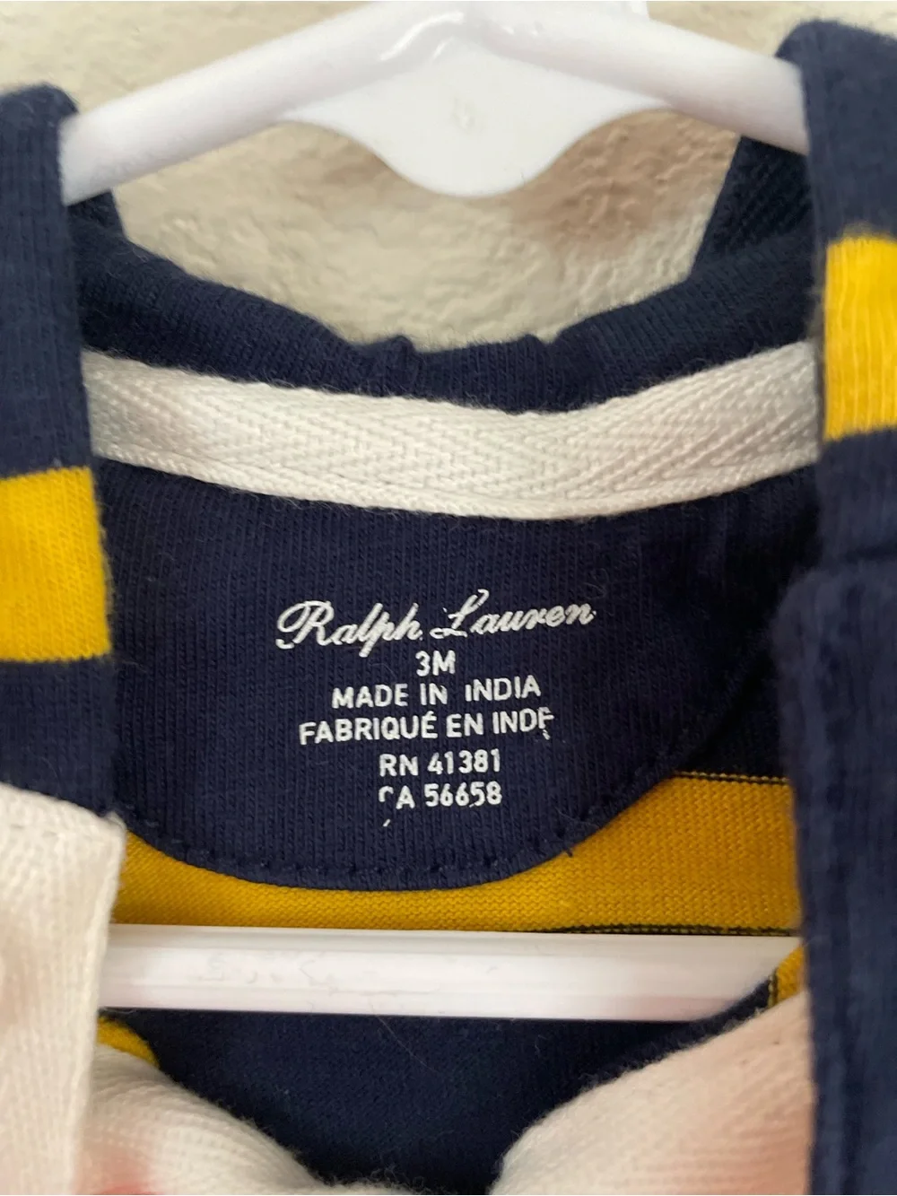 Ralph Lauren Navy and Yellow Striped Hooded One-Piece